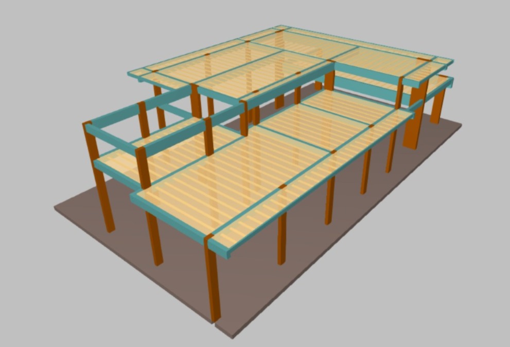 Simulação tridimensional de um projeto estrutural